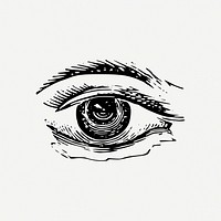 Vintage eye drawing clipart, body part illustration psd. Free public domain CC0 image.