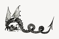Dragon hand drawn clipart, mythical animal illustration vector. Free public domain CC0 image.