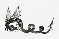 Dragon hand drawn illustration. Free public domain CC0 image.