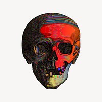 Colorful skull clipart, death illustration vector. Free public domain CC0 image.