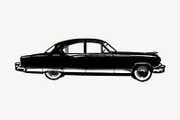 Black car hand drawn clipart, transportation illustration vector. Free public domain CC0 image.