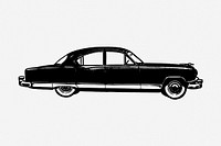 Vintage car hand drawn illustration. Free public domain CC0 image.