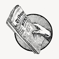 Newspaper hand drawn clipart, news illustration vector. Free public domain CC0 image.