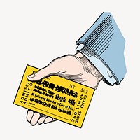 Yellow ticket clipart, admission illustration vector. Free public domain CC0 image.