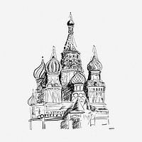 Saint Basil's Cathedral hand drawn illustration. Free public domain CC0 image.