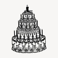 Wedding cake hand drawn clipart, celebration illustration vector. Free public domain CC0 image.