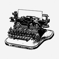 Typewriter hand drawn illustration. Free public domain CC0 image.