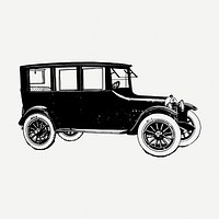 Classic family car drawing clipart, automobile illustration psd. Free public domain CC0 image.