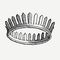 Queen crown drawing clipart, headwear illustration psd. Free public domain CC0 image.