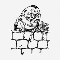 Humpty Dumpty hand drawn illustration. Free public domain CC0 image.