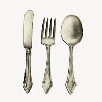 Cutlery clipart, kitchen tools illustration vector. Free public domain CC0 image.