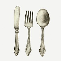 Cutlery vintage clipart, kitchen tools illustration psd. Free public domain CC0 image.