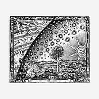 Flammarion, universe hand drawn illustration. Free public domain CC0 image.