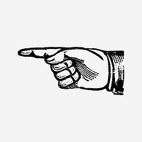 Finger pointing hand drawn illustration. Free public domain CC0 image.