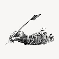 Writing hand drawing clipart, studying illustration vector. 