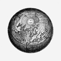 Earth globe hand drawn illustration. Free public domain CC0 image.