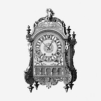Vintage mechanical clock hand drawn illustration. Free public domain CC0 image.
