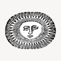 Face sun hand drawn clipart, surreal illustration vector. Free public domain CC0 image.