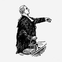 Lawyer hand drawn illustration. Free public domain CC0 image.