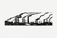 Factory drawing clipart, industry pollution illustration psd. Free public domain CC0 image.