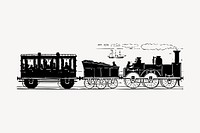Vintage train hand drawn clipart, transport illustration vector. Free public domain CC0 image.