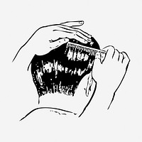 Man getting haircut hand drawn illustration. Free public domain CC0 image.