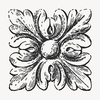 Floral ornament hand drawn clipart, vintage illustration vector. Free public domain CC0 image.