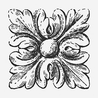 Vintage floral ornament hand drawn illustration. Free public domain CC0 image.