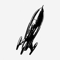 Black spaceship hand drawn illustration. Free public domain CC0 image.