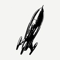 Black spaceship drawing clipart, vehicle illustration psd. Free public domain CC0 image.