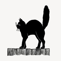 Black cat hand drawn clipart, pet illustration vector. Free public domain CC0 image.