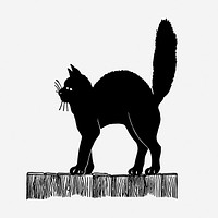 Black cat hand drawn illustration. Free public domain CC0 image.