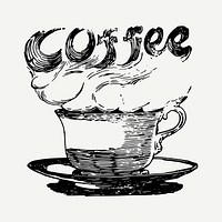 Hot coffee drawing clipart, beverage illustration psd. Free public domain CC0 image.