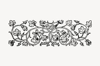 Floral ornament divider hand drawn clipart, flower illustration vector. Free public domain CC0 image.