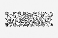 Floral ornament divider hand drawn illustration. Free public domain CC0 image.