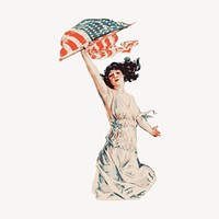 American flag lady clipart, patriot illustration vector. Free public domain CC0 image.