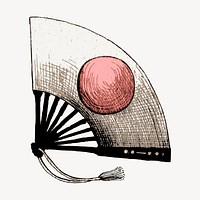 Japan flag fan clipart, object illustration vector. Free public domain CC0 image.