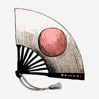 Japan flag fan, object illustration. Free public domain CC0 image.