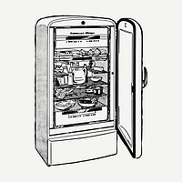 Refrigerator drawing clipart, furniture illustration psd. Free public domain CC0 image.