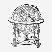 De Aertsche globe hand drawn illustration. Free public domain CC0 image.