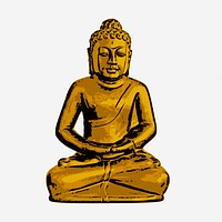 Gold buddha statue illustration. Free public domain CC0 image.