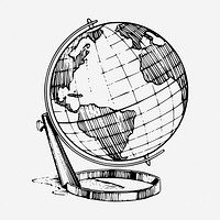 Globe hand drawn illustration. Free public domain CC0 image.