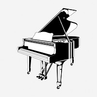 Piano hand drawn illustration. Free public domain CC0 image.