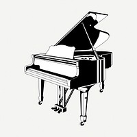 Piano drawing clipart, music instrument illustration psd. Free public domain CC0 image.