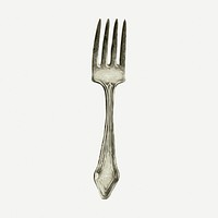 Fork vintage clipart, cutlery illustration psd. Free public domain CC0 image.