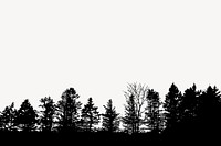 Tree forest silhouette border, nature illustration in black. Free public domain CC0 image.