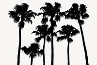Palm trees silhouette clipart, nature illustration in black vector. Free public domain CC0 image.