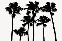 Palm trees silhouette collage element, tropical illustration psd. Free public domain CC0 image.