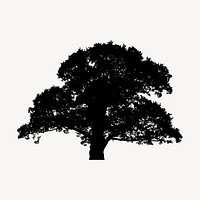 Oak tree silhouette collage element, nature illustration psd. Free public domain CC0 image.