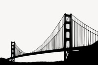 Golden Gate bridge silhouette collage element, landmark illustration psd. Free public domain CC0 image.